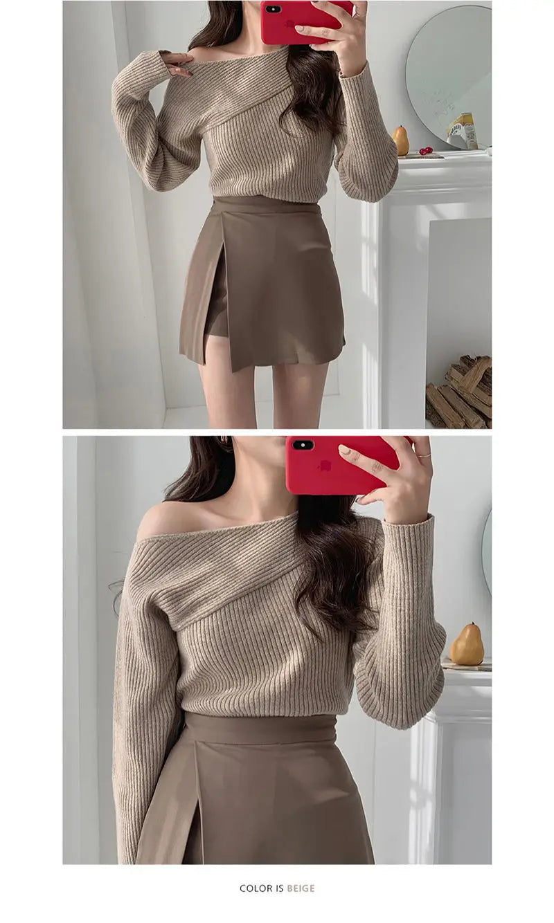 Mini Skirts Women Irregular Solid Side-slit Stretchy Korean Style Trendy Chic OL High Waist Female Bottom Popular Spring Autumn.