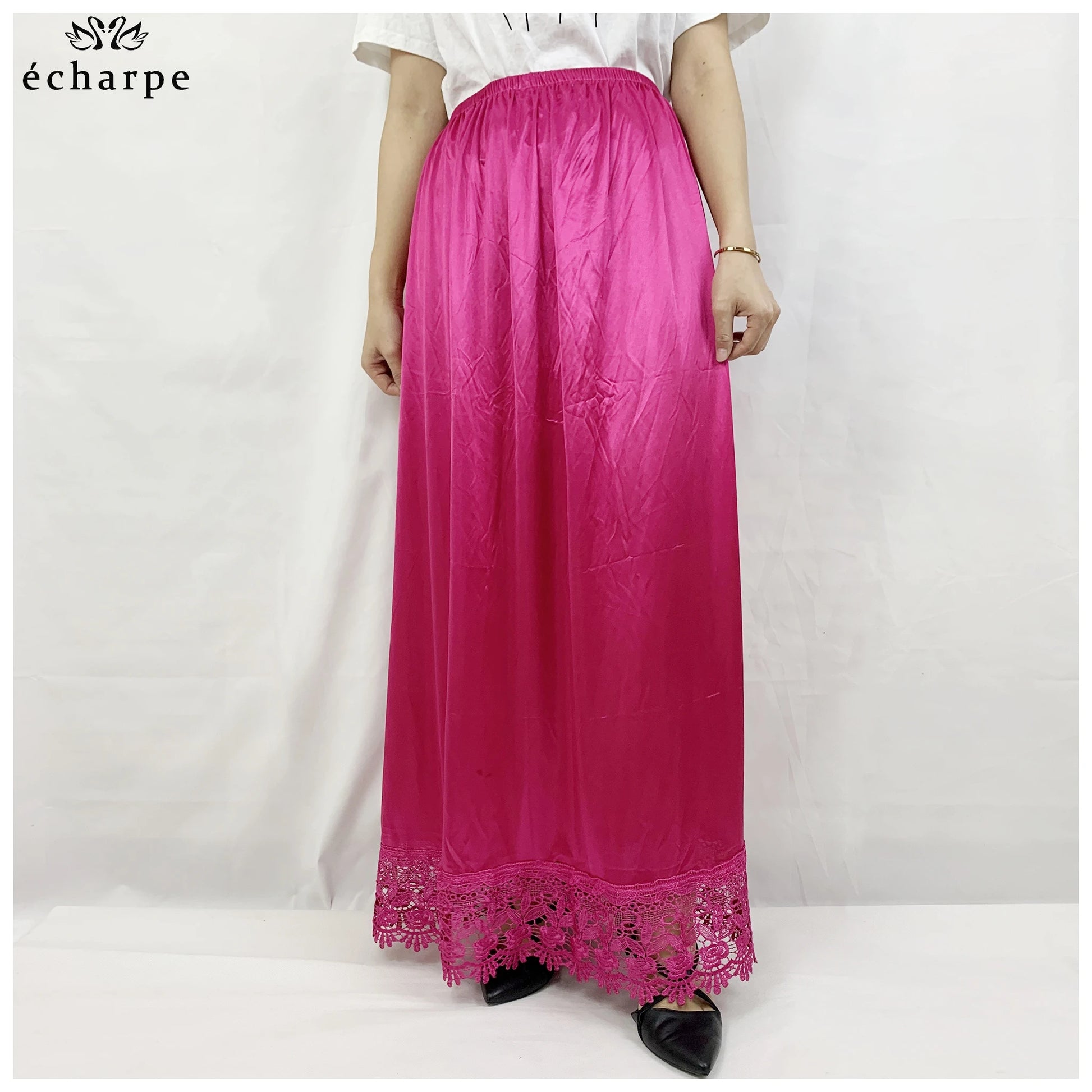 12pcs/1 dozen Muslim Women skirt Extender Slips Lace Skirts Knee Stretch High Waist Skater Flared Pleated Swing Skirt Loose.
