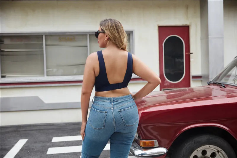 FINETOO Plus Size Women Cropped Top Female Bra S-XL V-Neck Girls Lingerie Active Bras Sexy Woman's Underwear Push Up Tube Tops.