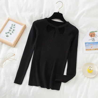 2025 Fashion Hollow Out Women Sweaters Autumn Winter Tops Slim Women Pullover Knitted Sweater Basic Solid Jumper Soft Warm Pull.