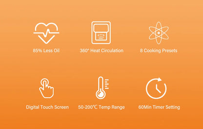 BioloMix Multifunctional 7L Air Fryer without oil electric oven, Dehydrator, Convection Oven, Touch Screen Presets Fry, Roast.