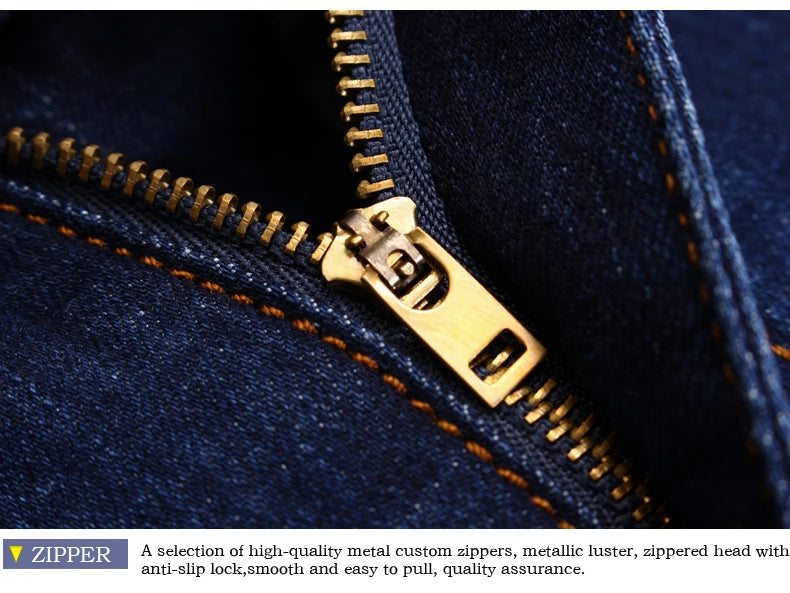 Autumn Classic Men's Fitted Stretch Jeans Business Casual Cotton Denim Straight Leg Pants Male Black Blue Trousers.