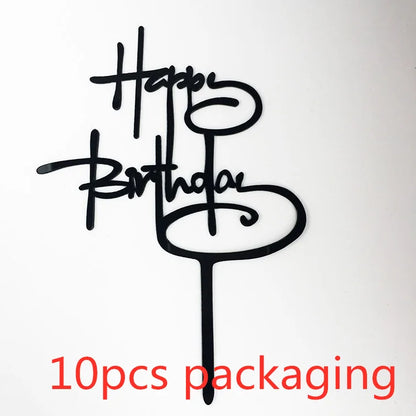 10 Stück Roségold Happy Birthday Kuchendeckel Silber Schwarz Schlichtes Design Acryl Kuchendeckel Babyparty Party Dessert Dekoration