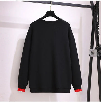 150 kg Übergröße Damen Büste 157 Winter Fleece Lose Pailletten Brief Sweatshirts Rundhals Pullover Top 5XL 6XL 7XL 8XL 9XL