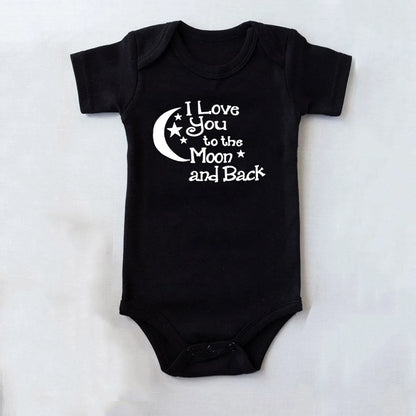 ICH LIEBE DICH ZUM MOND UND ZURÜCK & My Auntie Liebt Mich Gedruckt Jungen Mädchen Infant Playsuits Ein Stück schöne Baby Kid Romper Body
