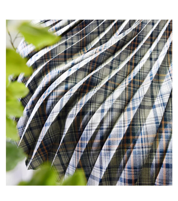 Looks Thin Pleated Skirt 2025 New High Waist A-line Skirt Mid-length Big Size Plaid Skirt Long Pleated Skirt Length 75-90cm