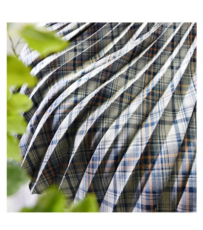 Looks Thin Pleated Skirt 2025 New High Waist A-line Skirt Mid-length Big Size Plaid Skirt Long Pleated Skirt Length 75-90cm