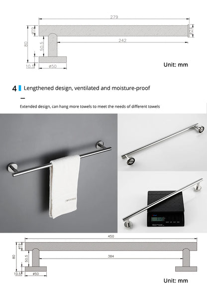 BagnoLux Edelstahl Chrom Schöne Wand Haken Wc Papier Halter Handtuch Ring Bar Selbst-Adhesive Bad Zubehör