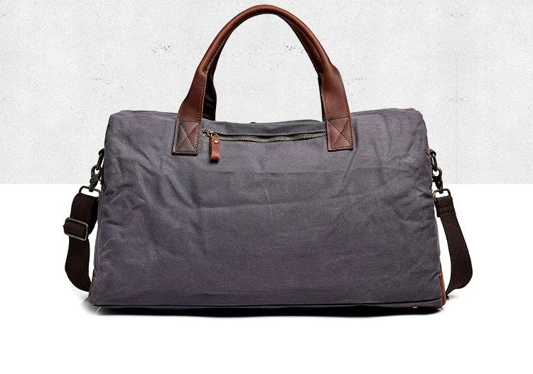 Wasserdichte gewachste Canvas Leder Herren Reisetasche Handgepäcktasche Handgepäck Große Tragetasche Vintage Herren Duffle Wochenendtasche große Übernachtung
