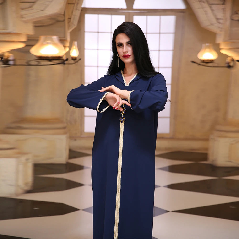 Ramadan Eid Blue Abaya Dubai Turkey Islam Hijab Muslim Dress Kaftan Robe Longue Femme Kebaya African Dresses For Women Caftan.