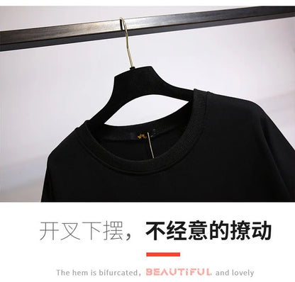 150Kg Plus Größe frauen Herbst Lose Oansatz Sweatshirts Fehlschlag 157cm 6XL 7XL 8XL 9XL 10XL Beiläufige Lange-ärmeln Gefälschte Zwei-stück Top