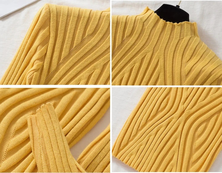 AOSSVIAO 2025, gestrickter Damen-Pullover mit Stehkragen, Rollkragenpullover, Herbst-Winter, Basic-Damenpullover, schmale Passform, Schwarz.