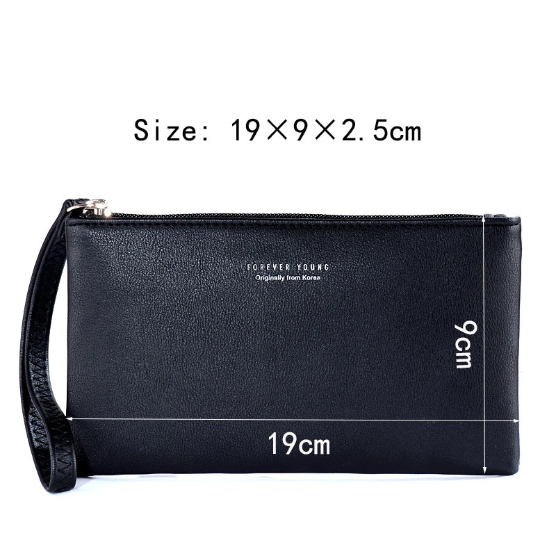 New mobile phone bag female long zipper coin purse female Korean version of pure color wild card bag mobile phone bag wallet.