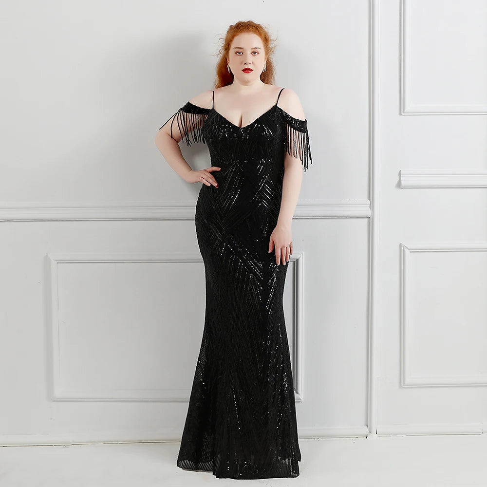 18581-S#2021 New Arrival Anti-wrinkle Sustainable Sequin Dress Women Sexy MomSuper Size Dress,   Fat Lady.  Plus Size Dress.