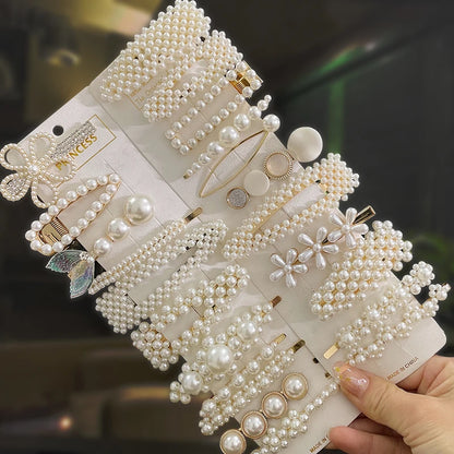Simulated Pearl Hair Clips For Women Korean Women Hairpins Girl Geometric Hair Barrettes Fashion Hairgrip Hair Accessories.