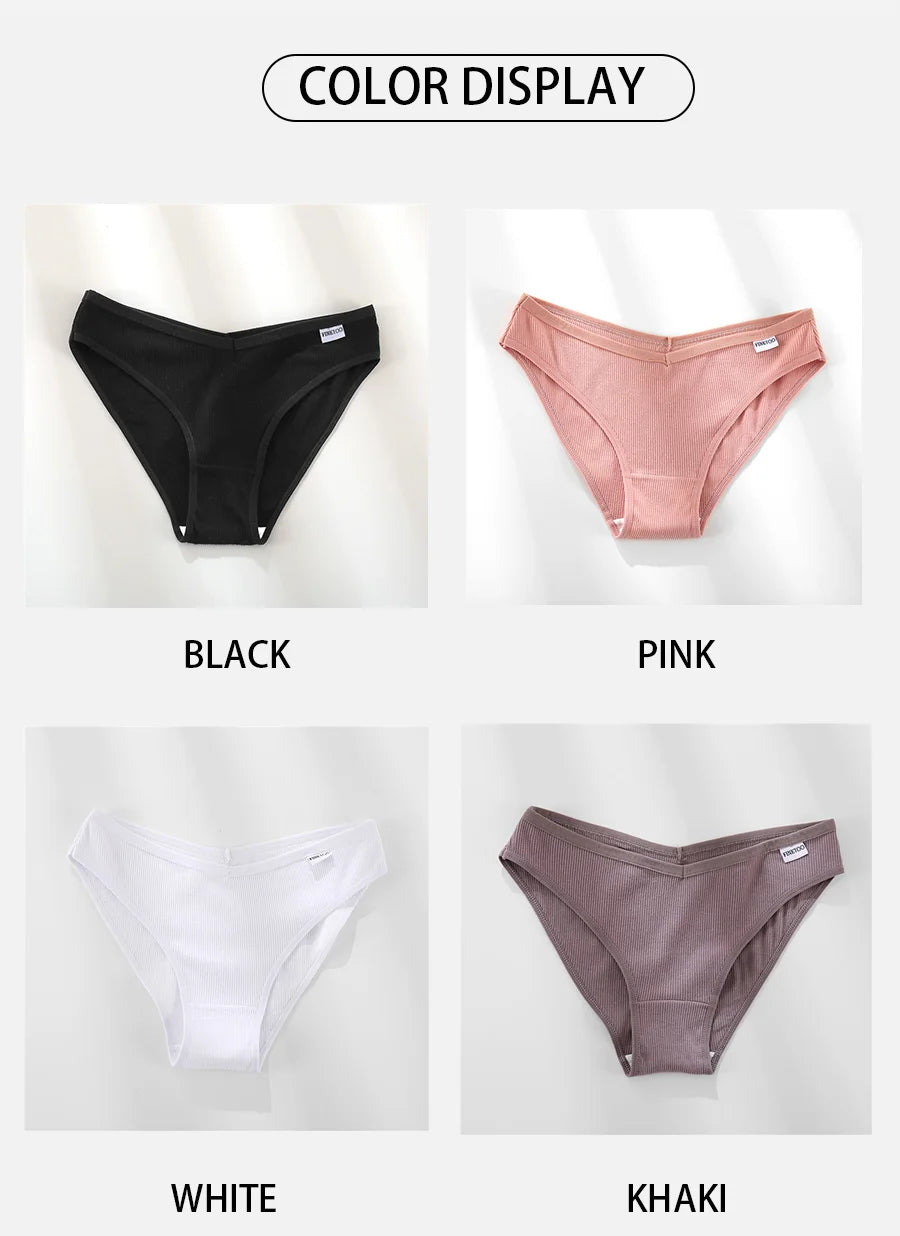 FINETOO 3PCS/Set Women's Underwear Cotton Panty Sexy Panties Female Underpants Solid Color Panty Intimates Women Lingerie M-2XL