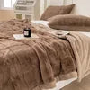 De Sofa Manta Queen Size Solid Color Plain Color Double Layers Thick Soft Winter Office Knee Blanket Rabbit Furry Plush Blankets.