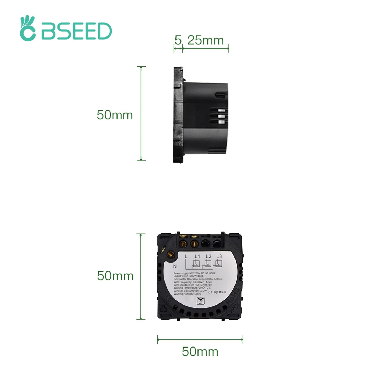 BSEED Smart Touch Schalter Funktion Schlüssel 1/2/3Gang 1/2/3Way WIFI Licht Schalter Basis DIY Teile Smart App Steuerung Neutral Erforderlich.