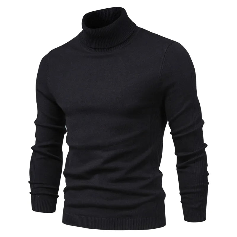 New Winter Turtleneck Thick Mens Sweaters Casual Turtle Neck Solid Color Quality Warm Slim Turtleneck Sweaters Pullover Men.