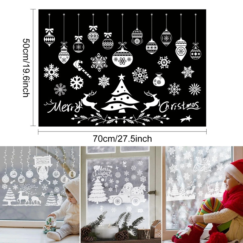 2025 Merry Christmas Wall Sticker Window Glass Merry Christmas Decor for Home Living Room Wall Decor 2026 Happy New Year Sticker