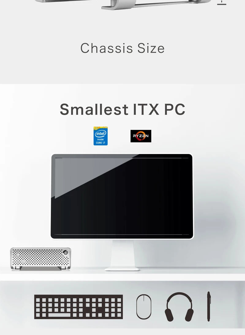 METALFISH MetalGear Plus Aluminum Mini HTPC Case Mini ITX Cases Computer Gaming PC Desktop Case Support DC ATX PSU.