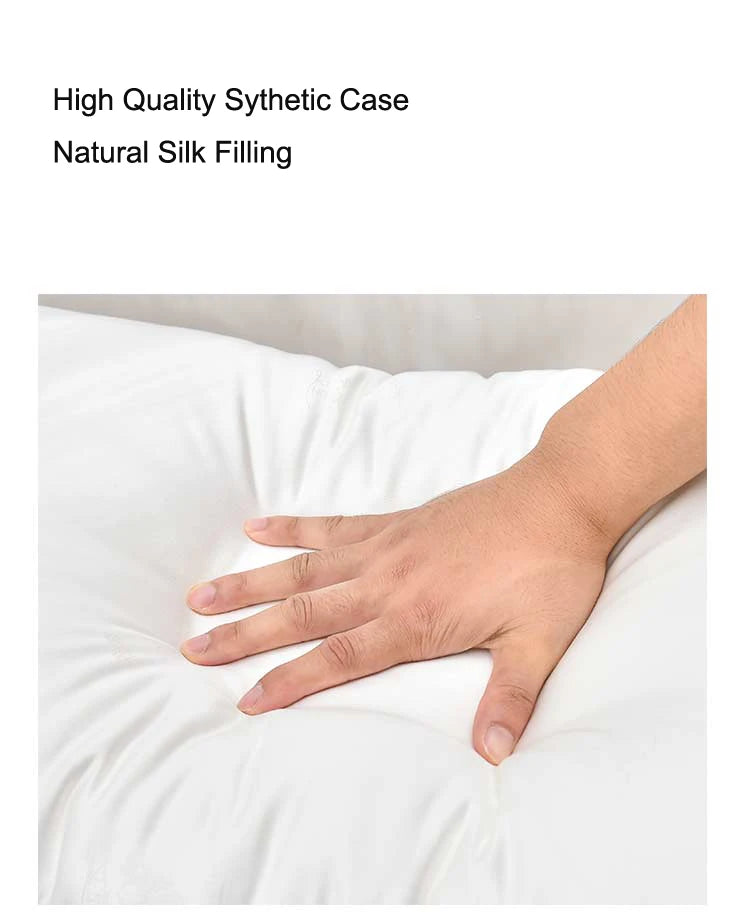 Mulberry Silk Pillows For Sleeping 48*74cm Natural Silk Filling Jacquard Anti Mite Soft Health Care Bedding Hotel Neck Pillows.