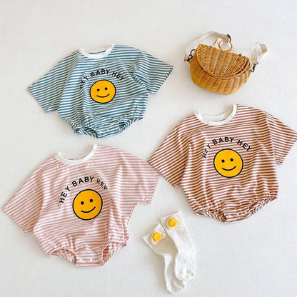 2024 neue Sommer Baby Bodys Mädchen Overalls Infant Jungen Gestreiften Einteilige Neugeborenen Kleidung