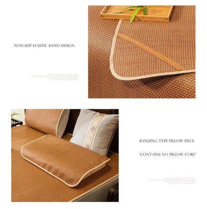 WOSTAR Summer bamboo rattan cooling mattress cool ice sleeping mat single double bed family cold sheet protection pad king size.