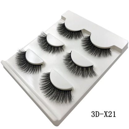 3 Pairs natural false eyelashes thick makeup real 3d mink lashes soft eyelash extension fake eye lashes long mink eyelashes 3d