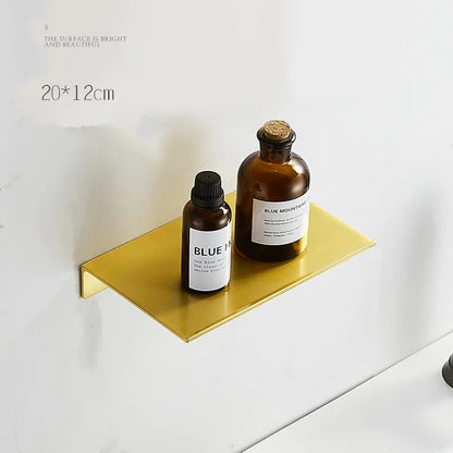 Gebürstet Gold Metall Bad Regal Wand Lagerung Rack Waschtisch Bohren Große Wand Regal für Lagerung 30/40/50/60cm Länge Halter