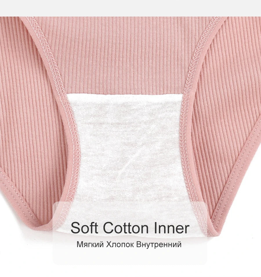 FINETOO 3PCS/Set Women's Underwear Cotton Panty Sexy Panties Female Underpants Solid Color Panty Intimates Women Lingerie M-2XL