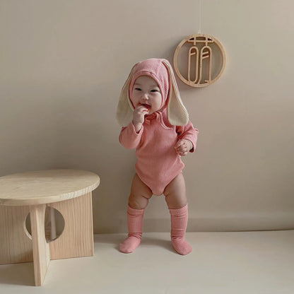 4PCS Sommer Infant Neugeborenes Baby Jungen Mädchen Bodys Niedlichen Hasen Ohr Bodys Hut und Schwänze Baby Kleidung Overall Outfits.