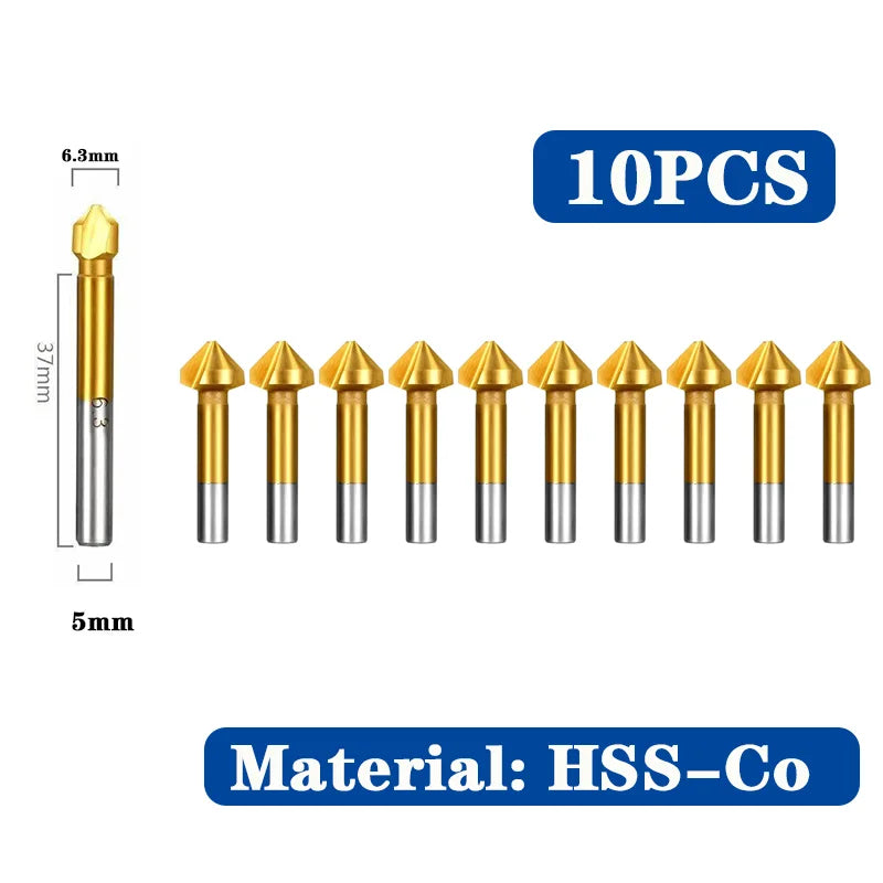 HSS Fasen Anfasen Cutter Schaftfräser Werkzeug Senker Bohrer Set Zu Holz Stell Fasen Cutter Power Tool 3 Flöte 90 grad