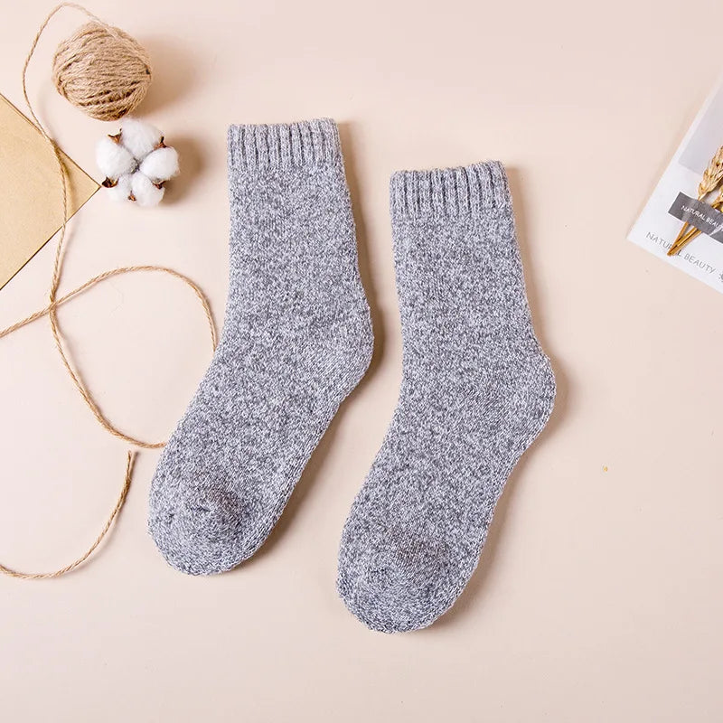 Winter Men's Merino Wool Socks Super Thick Warm High Quality Harajuku Retro Snow Casual Antifreeze Cashmere Socks Men 3 Pair