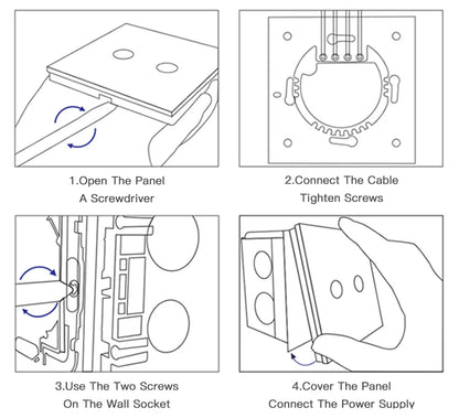BSEED 1/2/3Gang Touch Licht Schalter Glas Panel 2Way Wand Schalter Led Ändern Schalter Blaue Hintergrundbeleuchtung EU Steckdosen USBC Port.