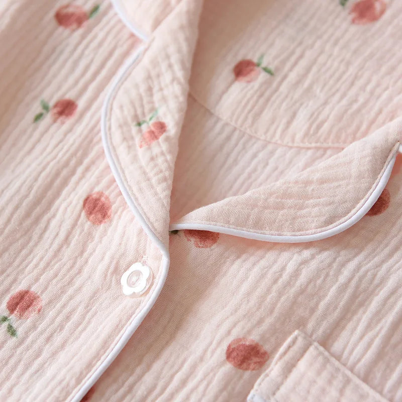 2025 sommer Damen Kurzarm Shorts Pyjamas Set 100 % Baumwolle Krepp Tuch Dünne Hause Service Zwei-stück Frühling und Herbst Lose