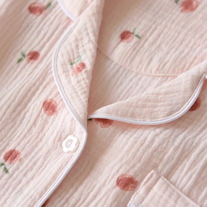2025 sommer Damen Kurzarm Shorts Pyjamas Set 100 % Baumwolle Krepp Tuch Dünne Hause Service Zwei-stück Frühling und Herbst Lose