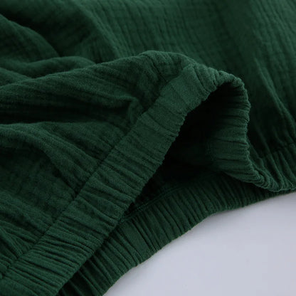 NHKDSASA Kimono Pajamas 2023 New 100% Cotton Crepe Long-Sleeved Trousers Ladies Sleepwear Suit Women's Home Service Mujer