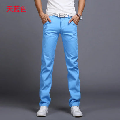 2022 Spring summer New Casual Pants Men Cotton Slim Fit Chinos Fashion Trousers Male Brand Clothing 9 colors Plus Size 28-38