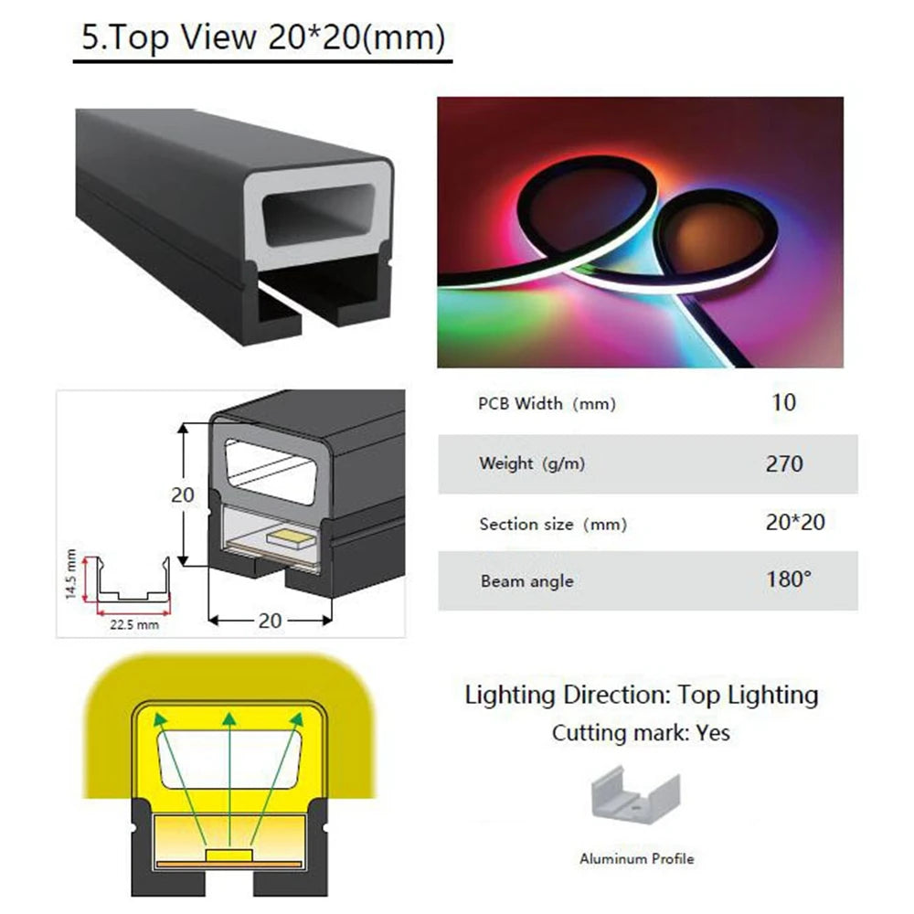 WS2812B WS2811 SK6812 LED Neon Rope Tube 5050 Flexible LED Strip Light Silica Gel Soft Lamp Tube IP67 Waterproof For Decoration.