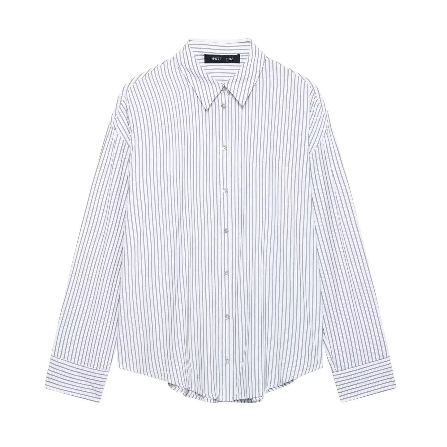 Women 2025 Spring New Chic Fashion Loose Striped Shirt Vintage Long Sleeve Casual Female Shirts Blusas Chic Tops.