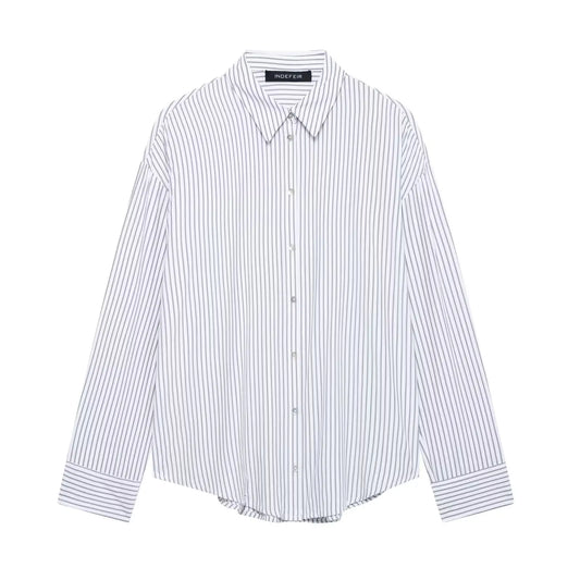 Women 2025 Spring New Chic Fashion Loose Striped Shirt Vintage Long Sleeve Casual Female Shirts Blusas Chic Tops.