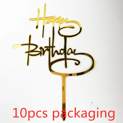 10 Stück Roségold Happy Birthday Kuchendeckel Silber Schwarz Schlichtes Design Acryl Kuchendeckel Babyparty Party Dessert Dekoration