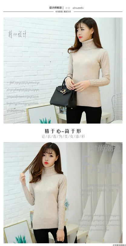 Frauen Pullover Rollkragen Pullover Herbst Winter Pullover Neue 2025, Lange Ärmel Dicke Warme Weibliche Pullover Khaki