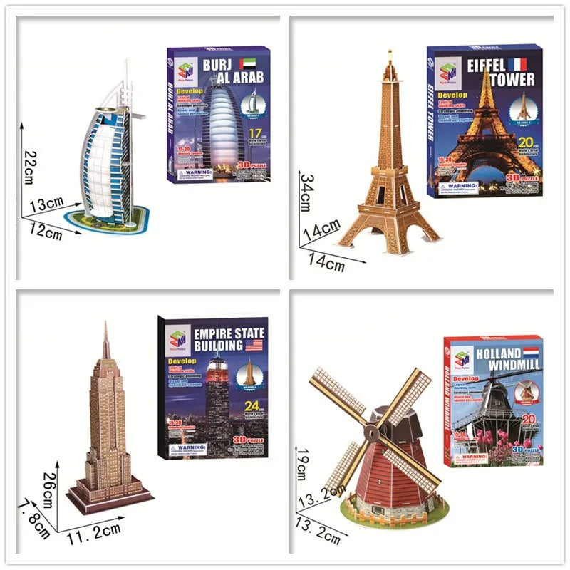 40 Style World Famous Architecture Building 3D Puzzle Model Construction 3D Jigsaw Puzzle Toys For Kids Christmas Gift.