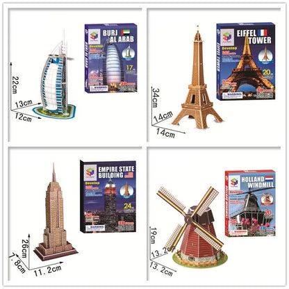 40 Style World Famous Architecture Building 3D Puzzle Model Construction 3D Jigsaw Puzzle Toys For Kids Christmas Gift.