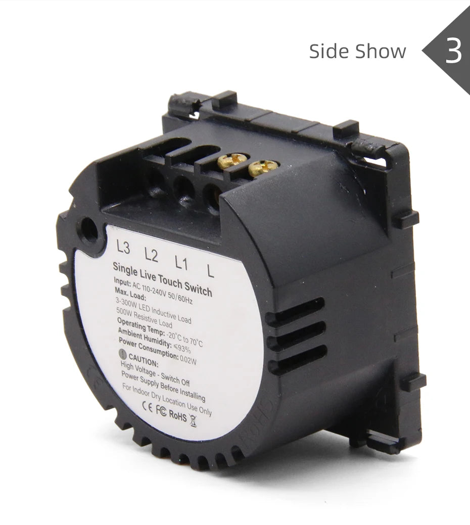 BSEED 1/2/3Gang Wand-Touch-Schalter-Funktionstaste, die Basis von Lichtschaltern, Schalterteil ohne Glasscheibe, Ein-Aus, 1/2Weg.