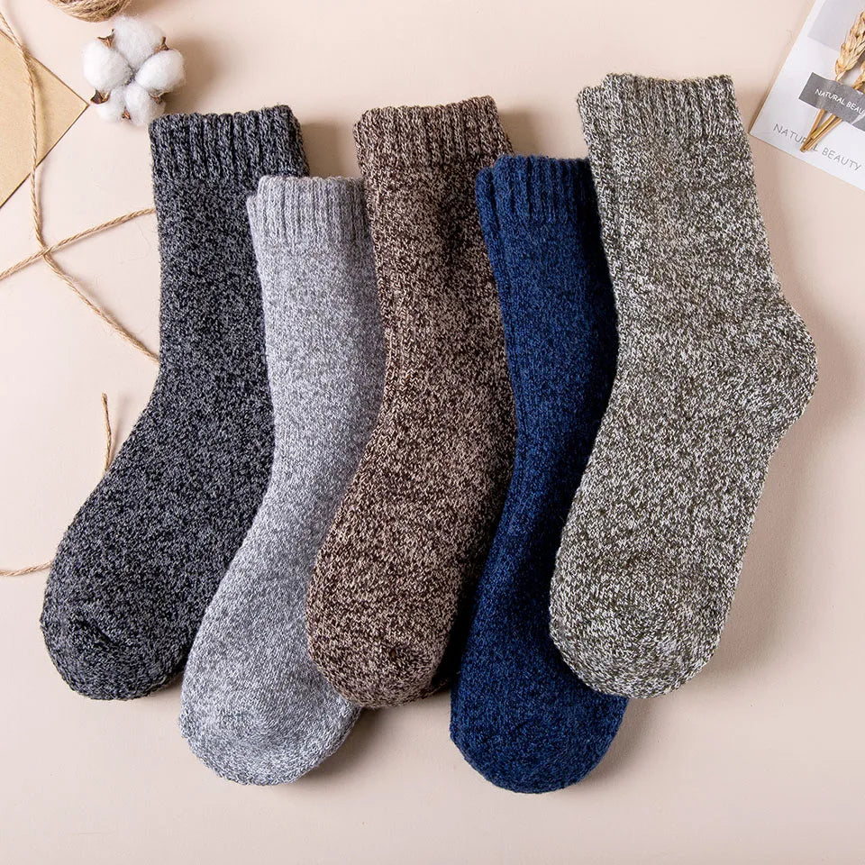 Winter Men's Merino Wool Socks Super Thick Warm High Quality Harajuku Retro Snow Casual Antifreeze Cashmere Socks Men 3 Pair.