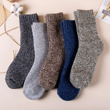 Winter Men's Merino Wool Socks Super Thick Warm High Quality Harajuku Retro Snow Casual Antifreeze Cashmere Socks Men 3 Pair.