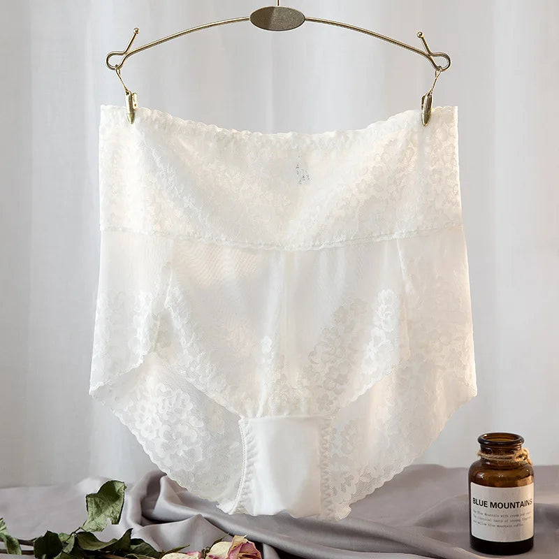 Women Lace High Waist Panties Sexy Mesh Girdle Waist Underwear Quality Plus Size Butt Lifter Knickers Tummy Slim Control Briefs